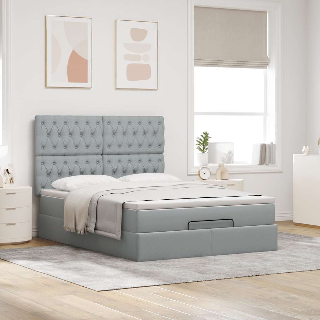 Struttura Letto Pouf con Materasso 140x190 cm in Tessuto