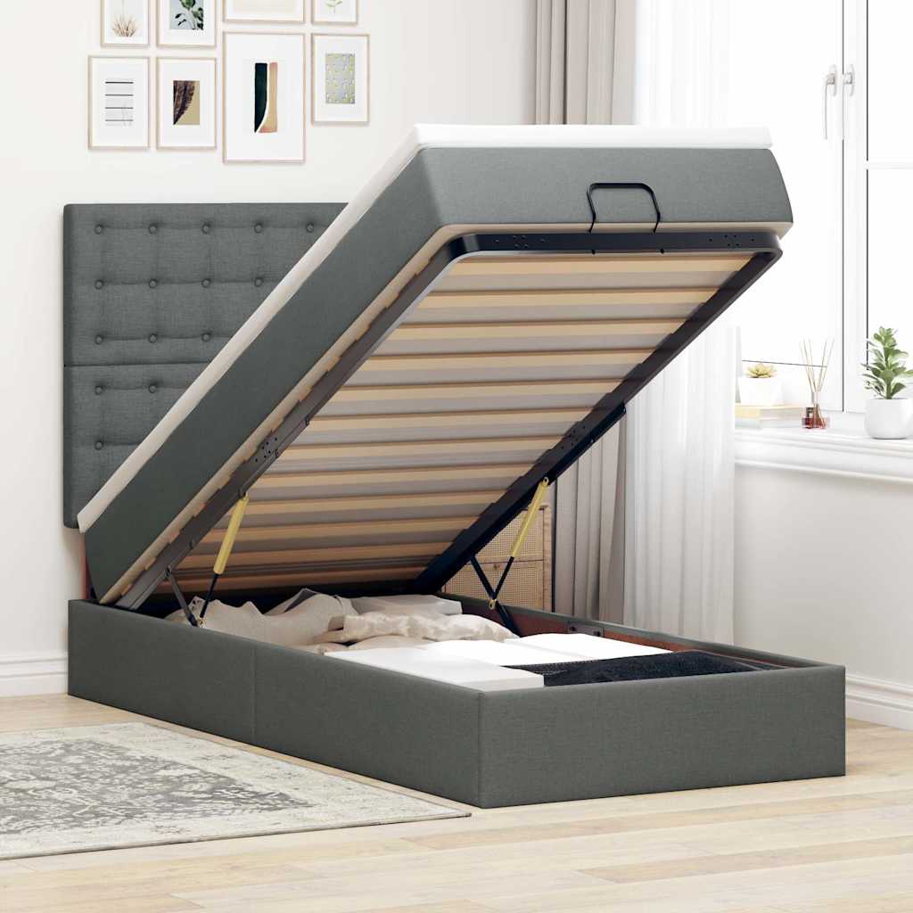 Struttura Letto Pouf con Materasso 100x200 cm in Tessuto