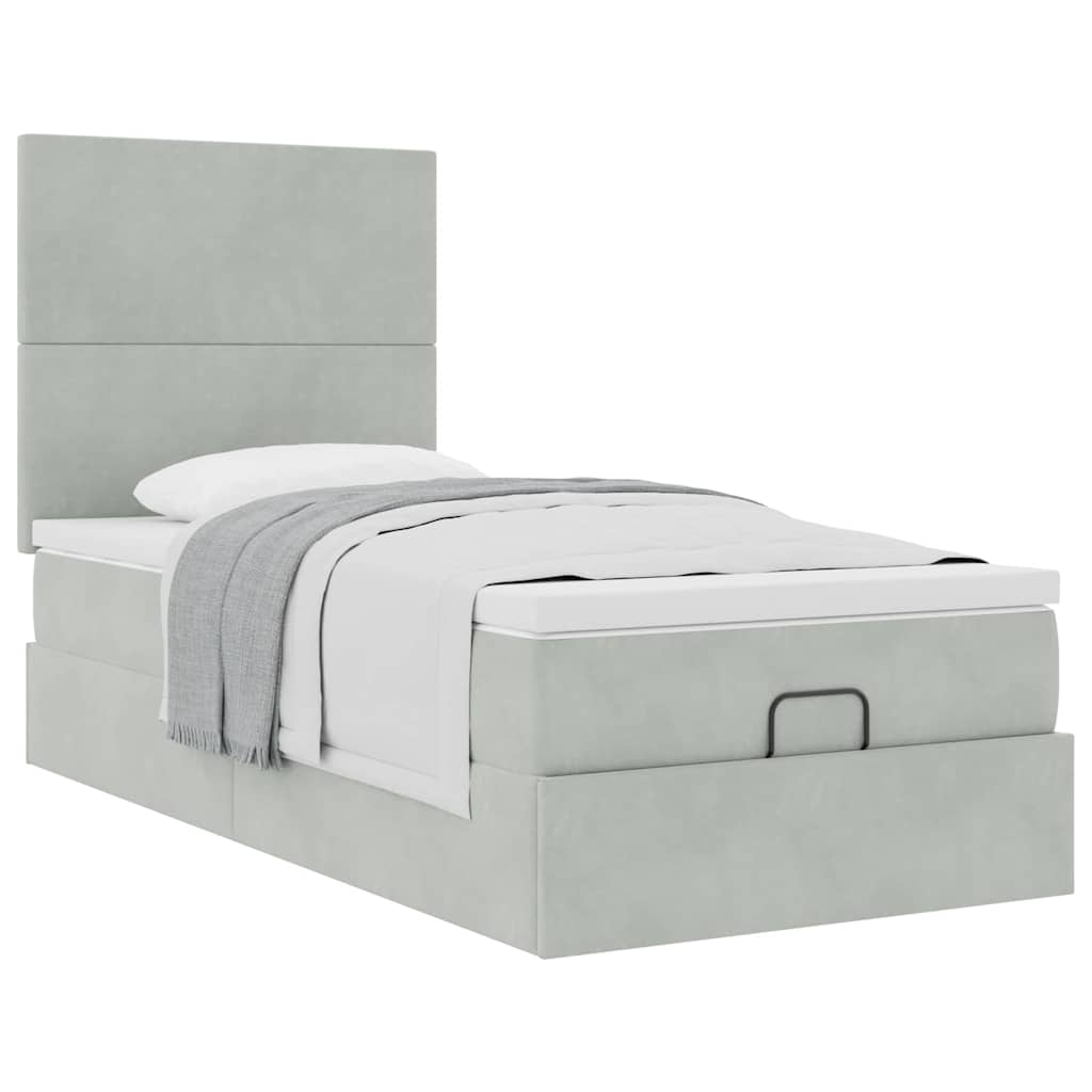 Struttura Letto Pouf con Materassi 90x200 cm in Velluto