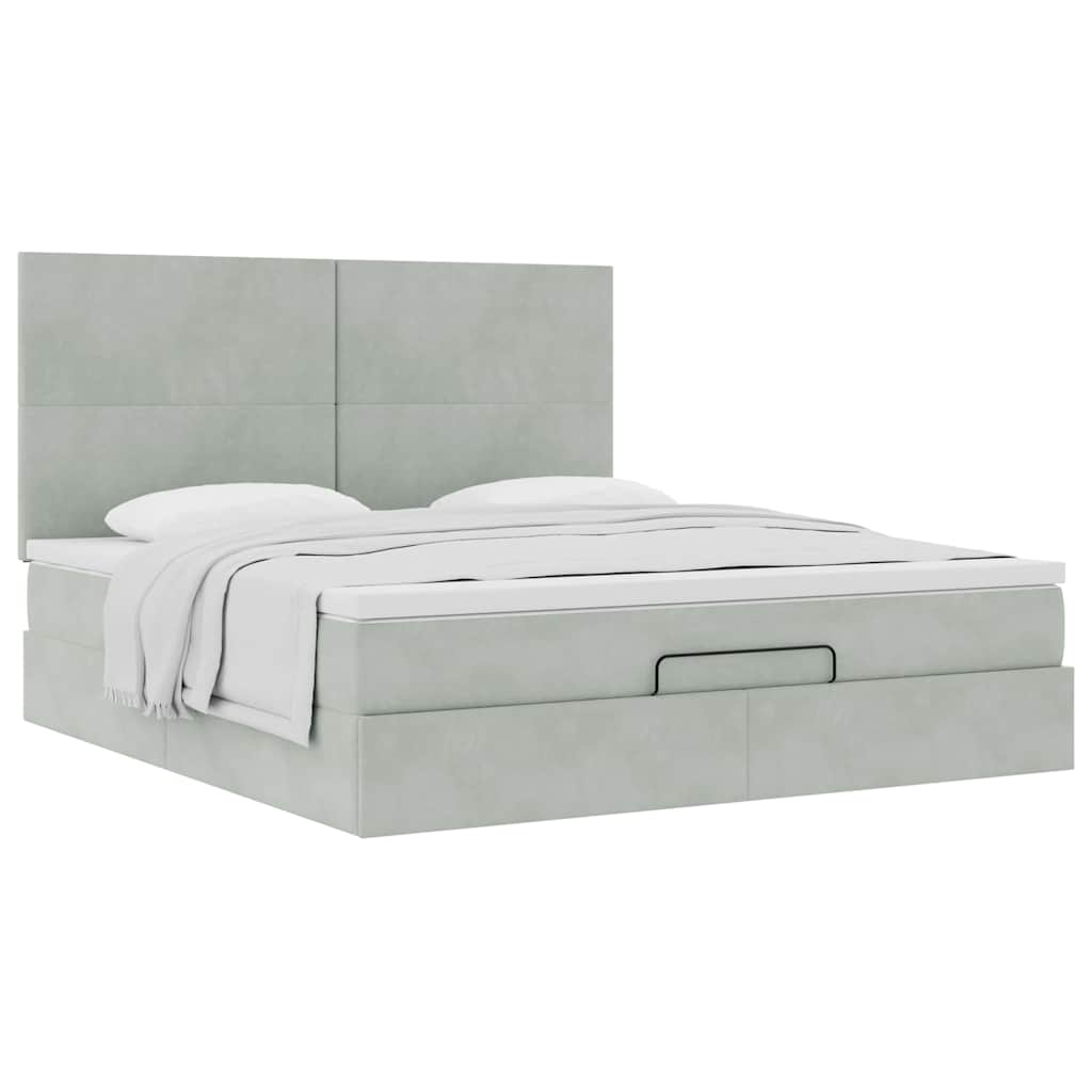 Struttura Letto Pouf con Materassi 160x200 cm in Velluto