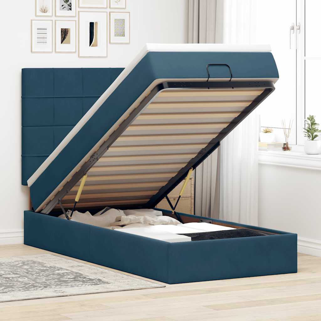 Struttura Letto Pouf con Materassi 90x190 cm in Velluto