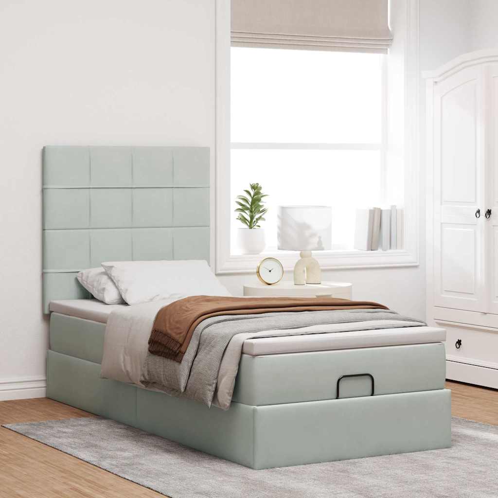 Struttura Letto Pouf con Materassi 90x200 cm in Velluto