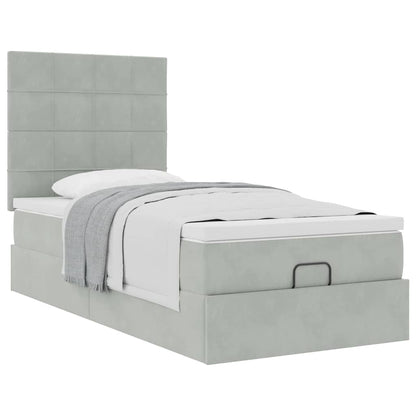 Struttura Letto Pouf con Materassi 90x200 cm in Velluto