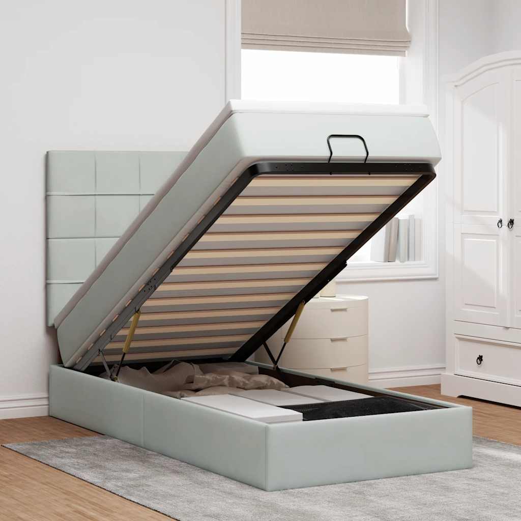 Struttura Letto Pouf con Materassi 90x200 cm in Velluto