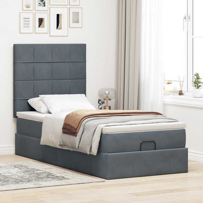 Struttura Letto Pouf con Materassi 90x200 cm in Velluto