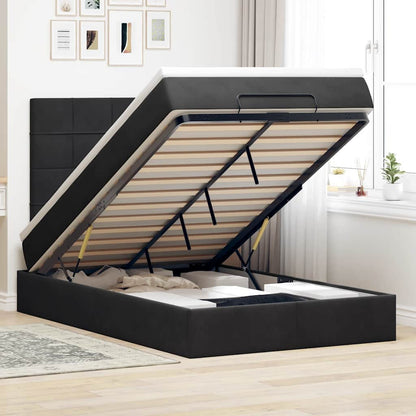 Struttura Letto Pouf con Materassi Nero 120x200 cm Velluto