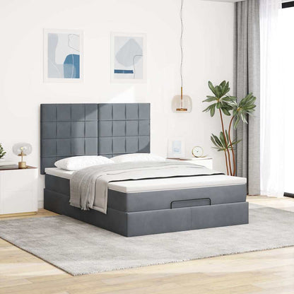 Struttura Letto Pouf con Materassi 140x200 cm in Velluto