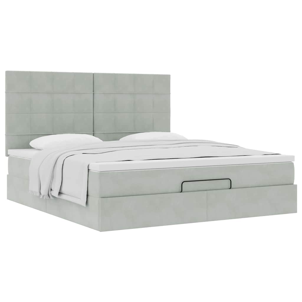 Struttura Letto Pouf con Materassi 160x200 cm in Velluto