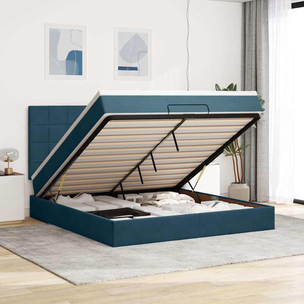 Struttura Letto Pouf con Materassi 160x200 cm Velluto