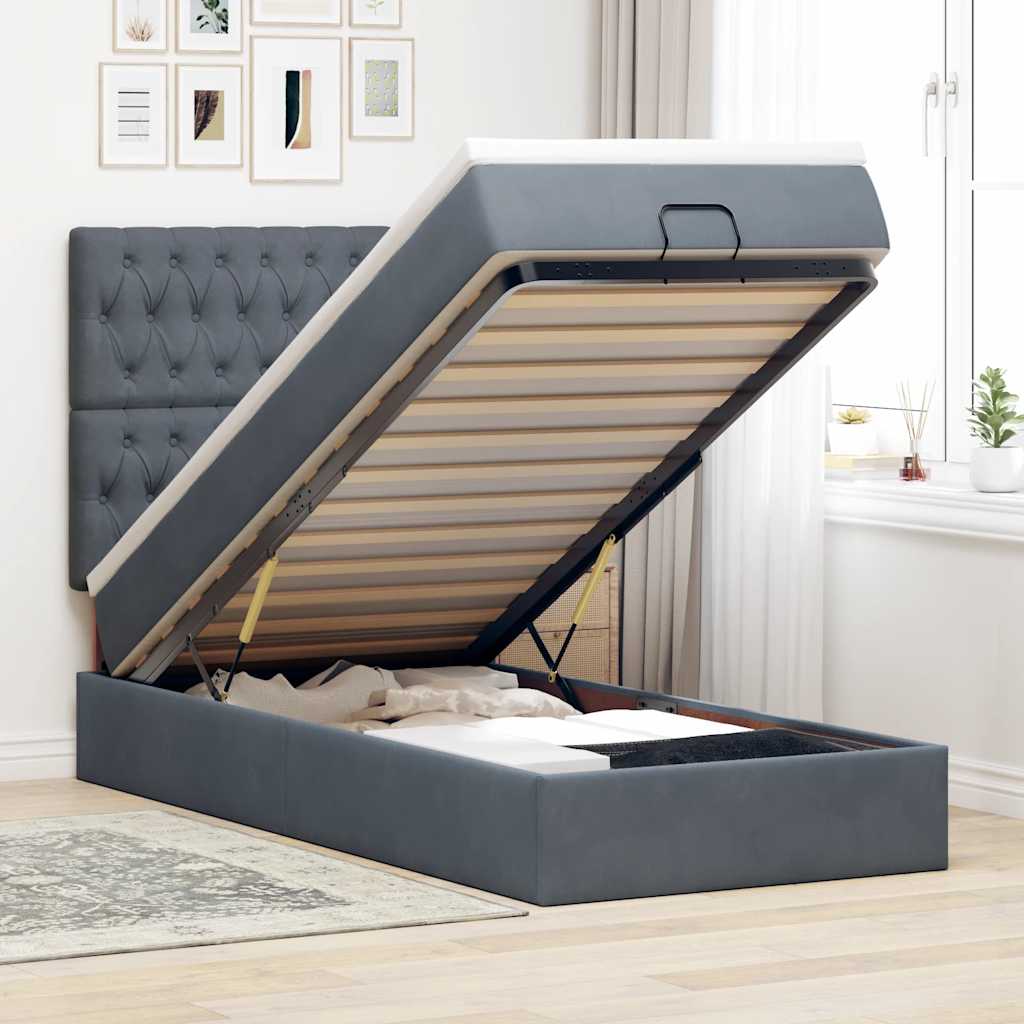 Struttura Letto Pouf con Materassi 180x200 cm in Velluto