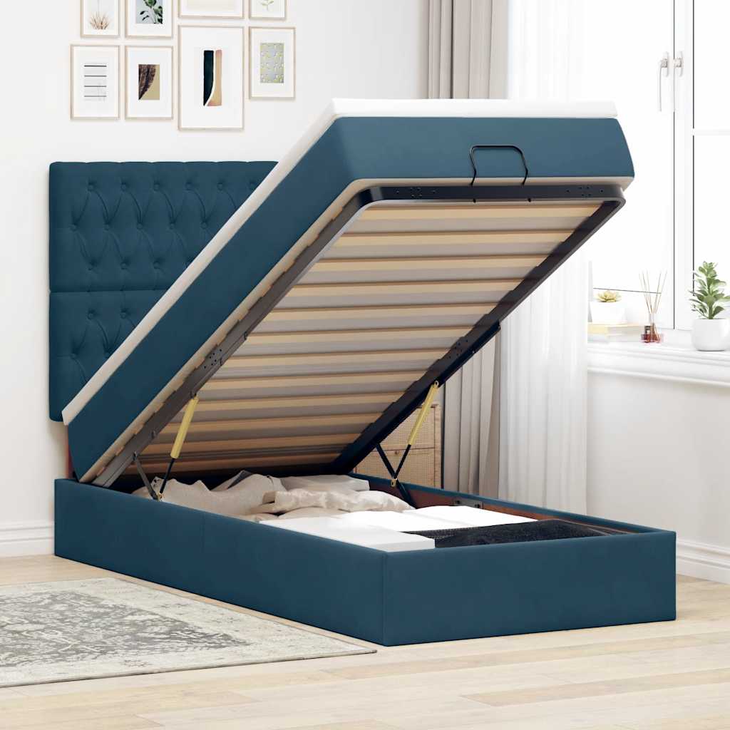 Struttura Letto Pouf con Materassi 90x190 cm in Velluto