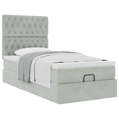 Struttura Letto Pouf con Materassi 90x200 cm in Velluto