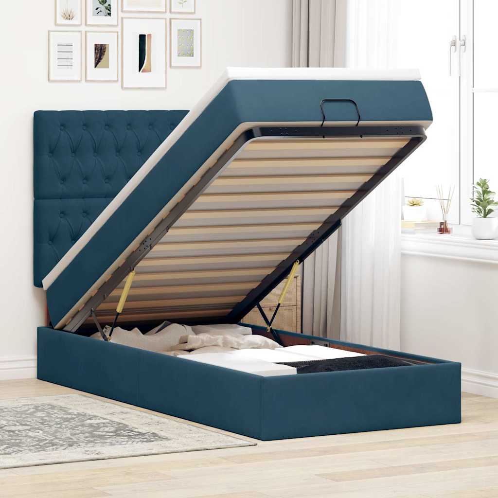 Struttura Letto Pouf con Materassi 90x200 cm in Velluto