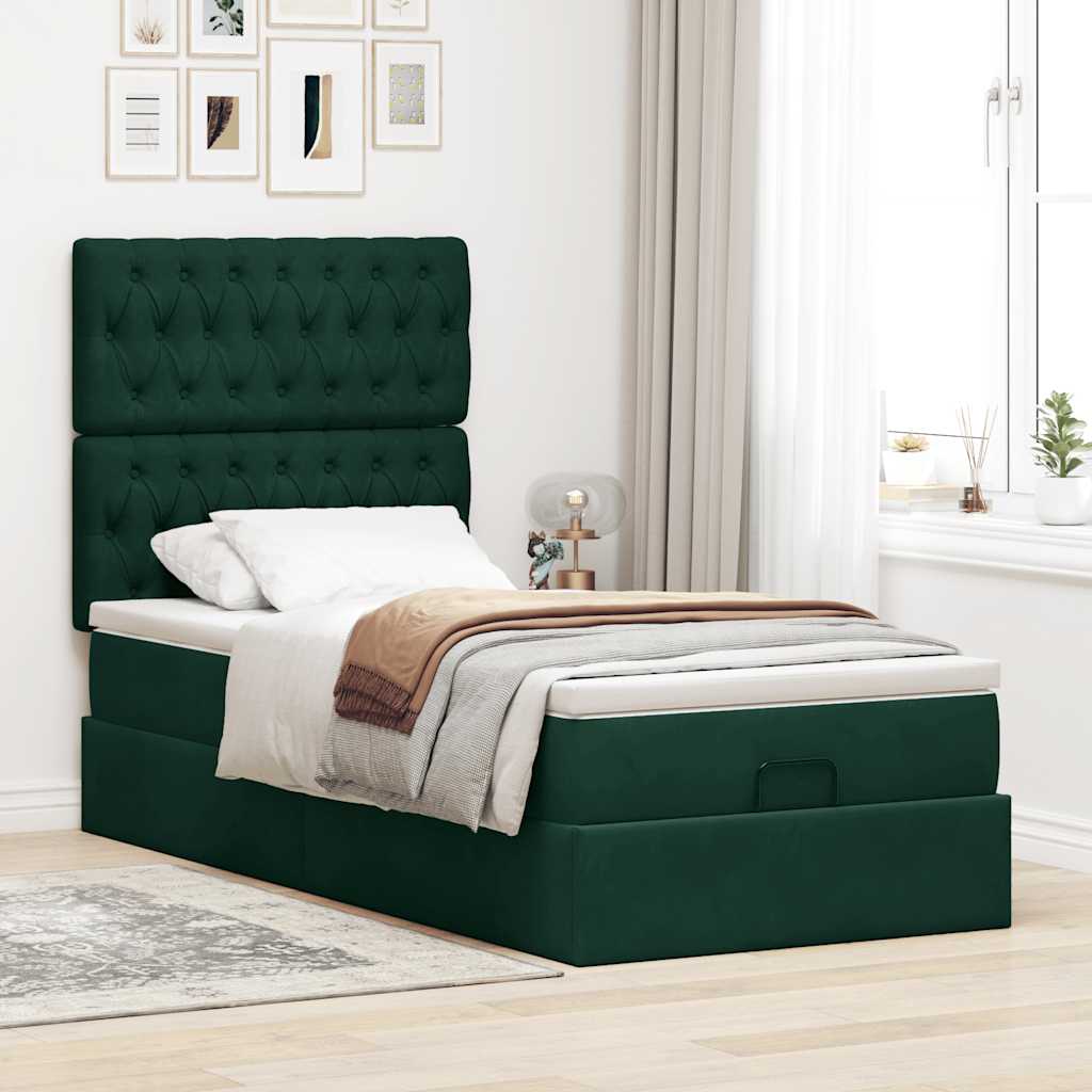 Struttura Letto Pouf con Materassi 100x200 cm Velluto