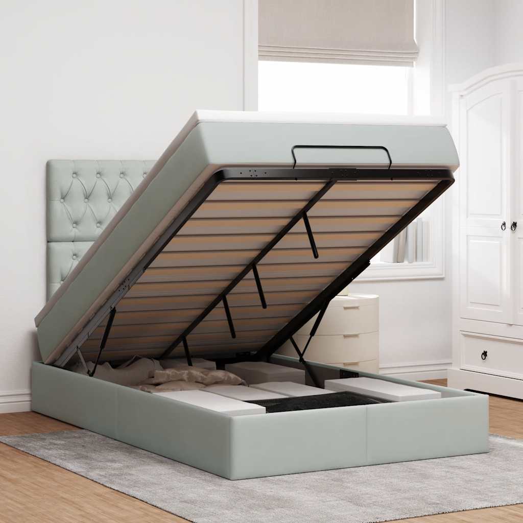 Struttura Letto Pouf con Materassi 120x190 cm Velluto