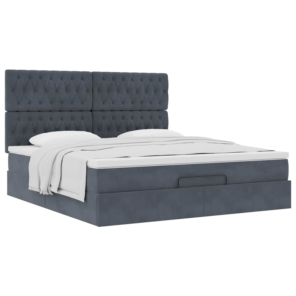 Struttura Letto Pouf con Materassi 160x200 cm in Velluto