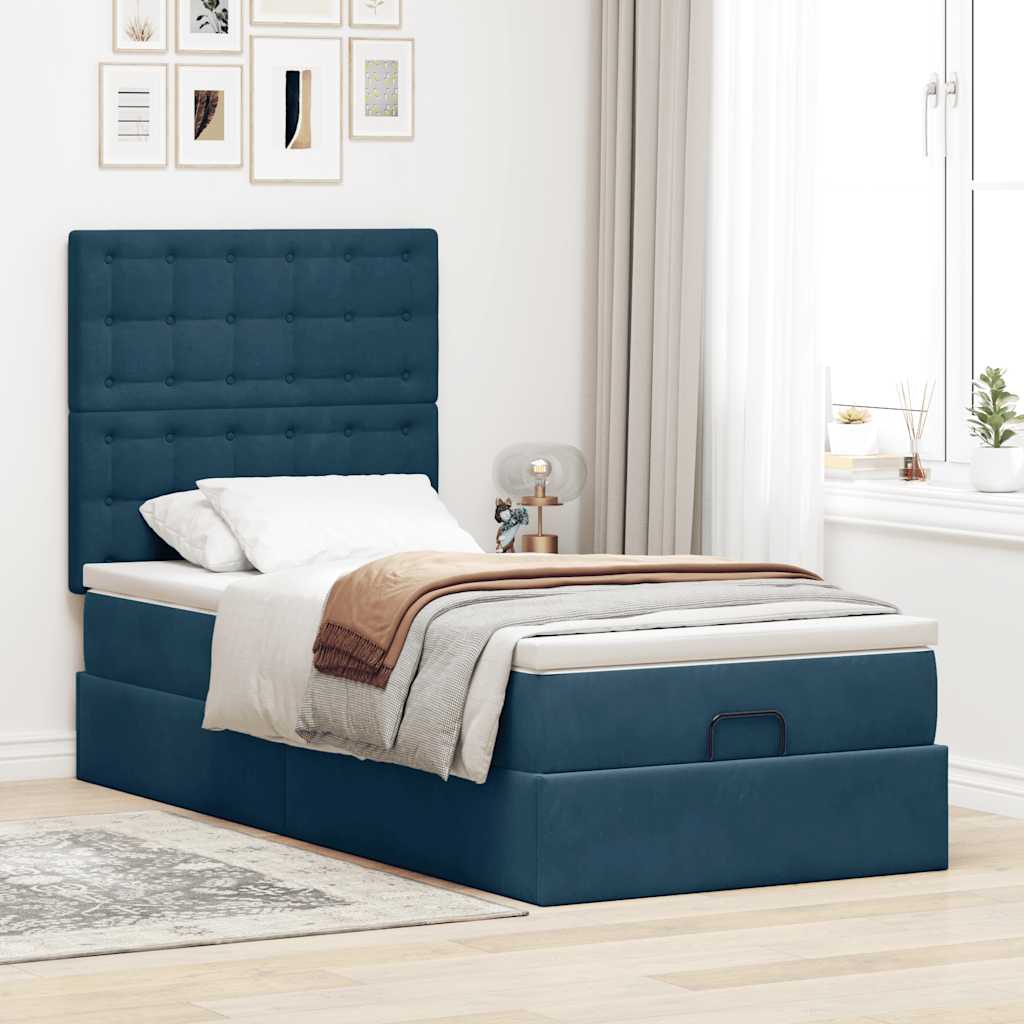 Struttura Letto Pouf con Materassi 90x190 cm in Velluto