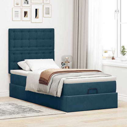 Struttura Letto Pouf con Materassi 90x190 cm in Velluto