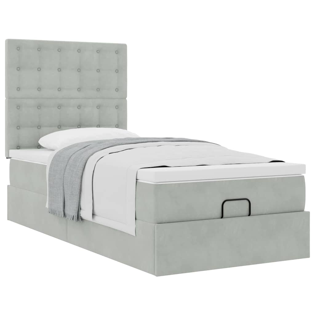 Struttura Letto Pouf con Materassi 90x200 cm in Velluto