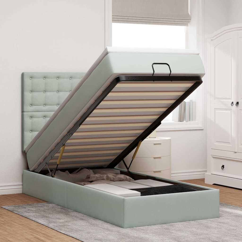 Struttura Letto Pouf con Materassi 90x200 cm in Velluto