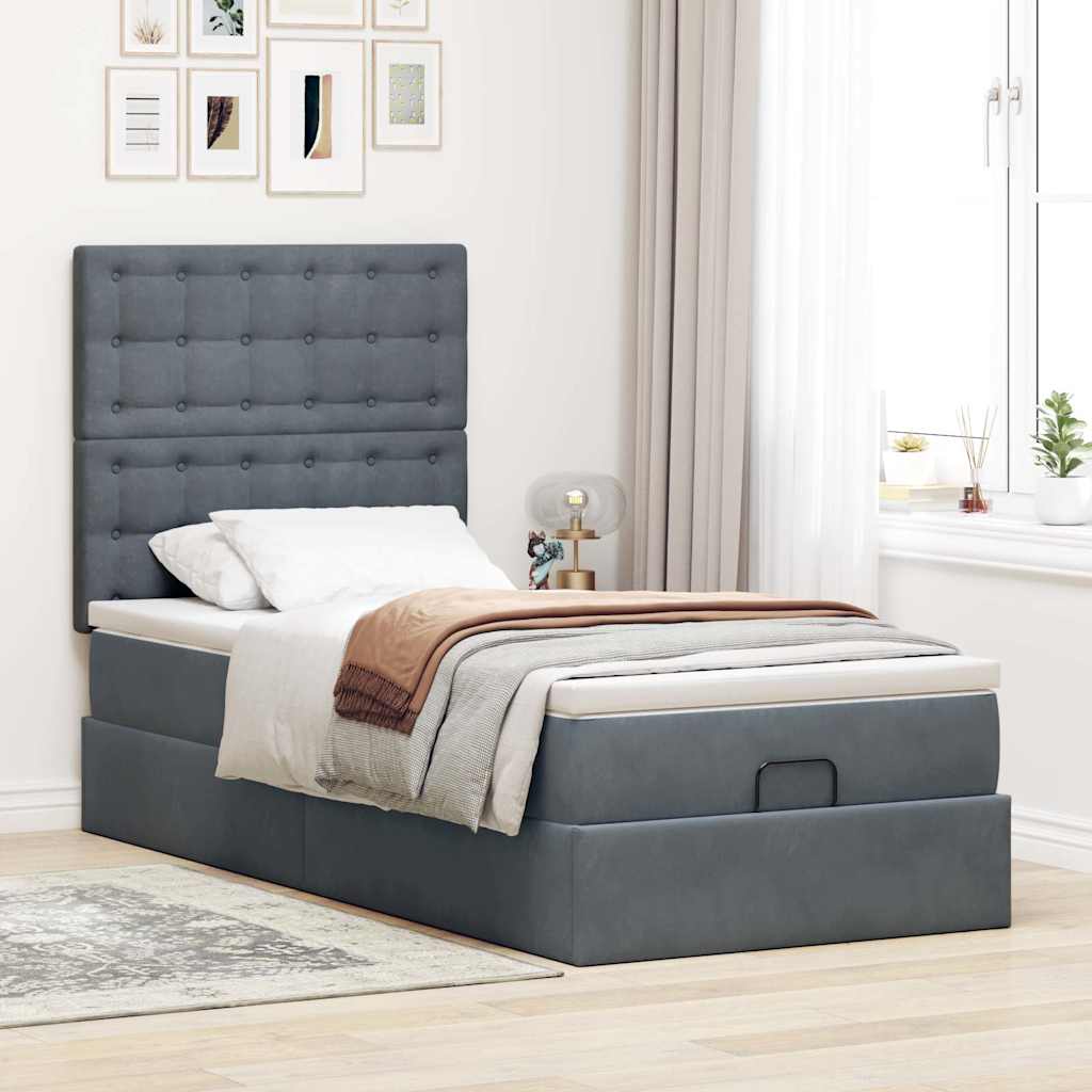 Struttura Letto Pouf con Materassi 90x200 cm in Velluto