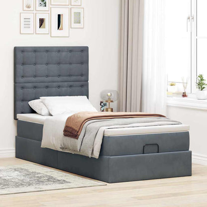 Struttura Letto Pouf con Materassi 90x200 cm in Velluto