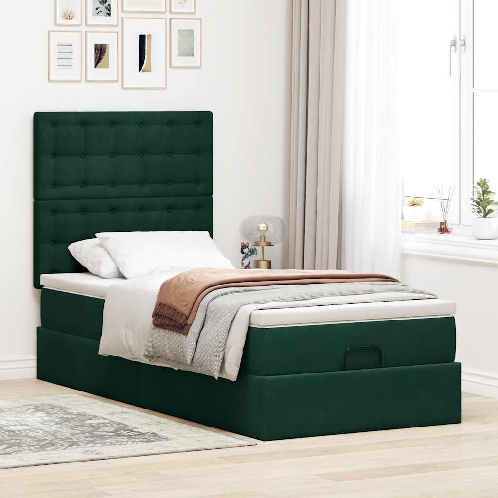 Struttura Letto Pouf con Materassi 90x200 cm in Velluto