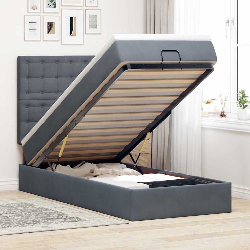 Struttura Letto Pouf con Materassi 100x200 cm Velluto