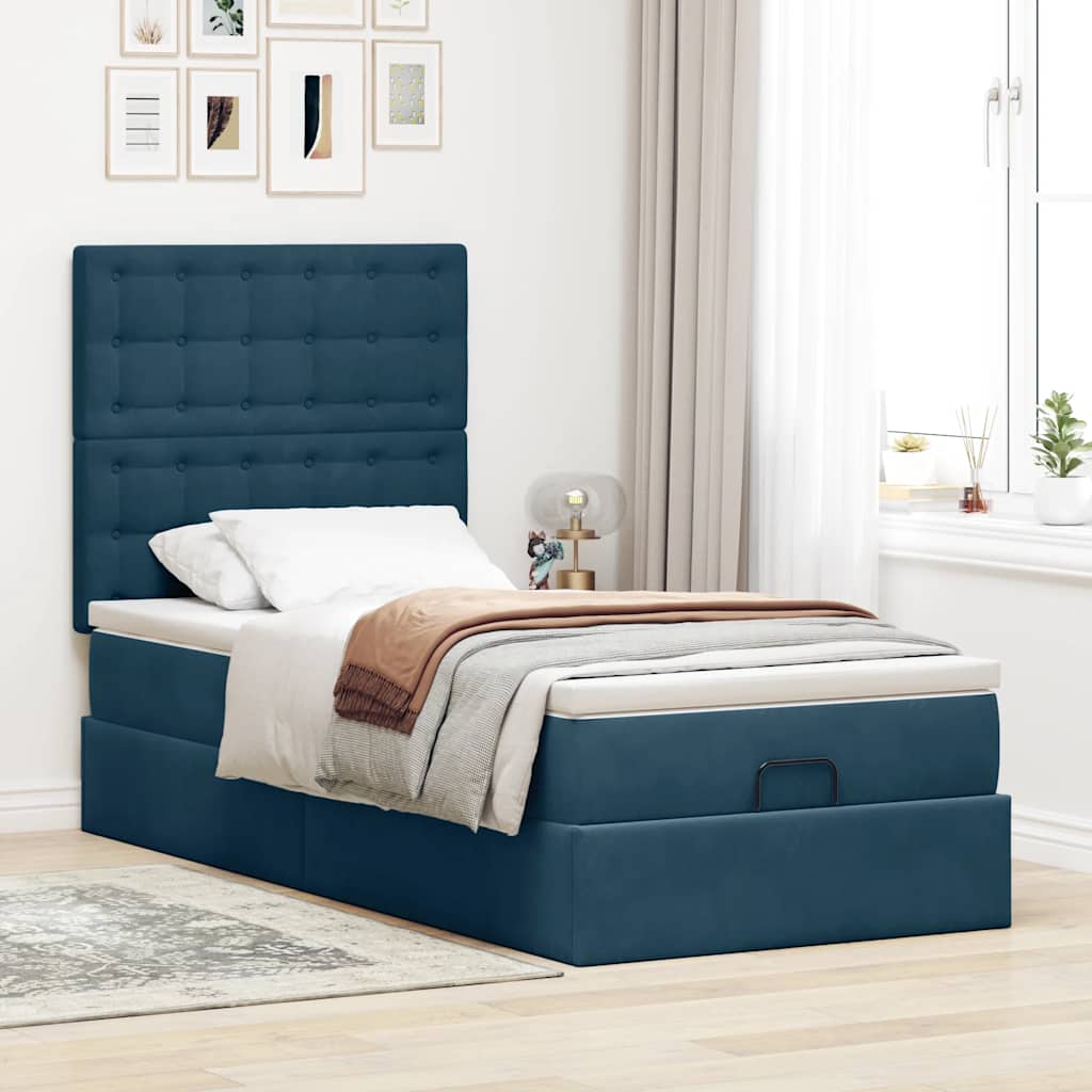 Struttura Letto Pouf con Materassi 100x200 cm Velluto