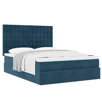 Struttura Letto Pouf con Materassi 140x190 cm in Velluto
