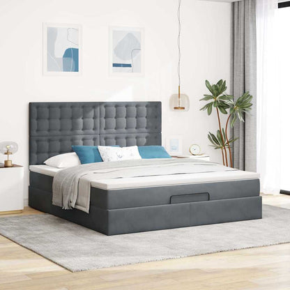 Struttura Letto Pouf con Materassi 160x200 cm in Velluto