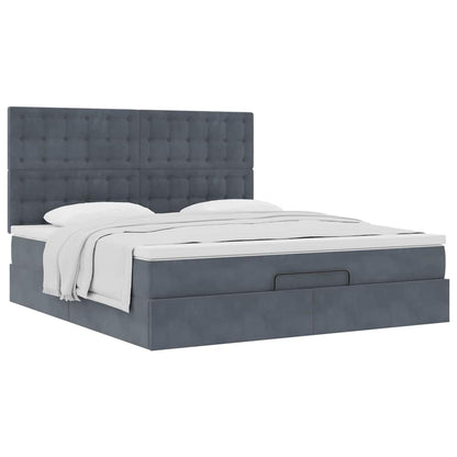 Struttura Letto Pouf con Materassi 160x200 cm in Velluto