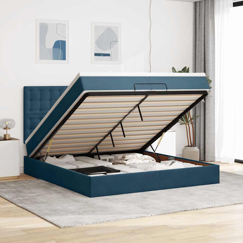 Struttura Letto Pouf con Materassi 160x200 cm Velluto