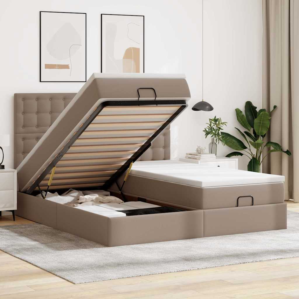 Struttura Letto Pouf con Materassi 200x200cm Similpelle