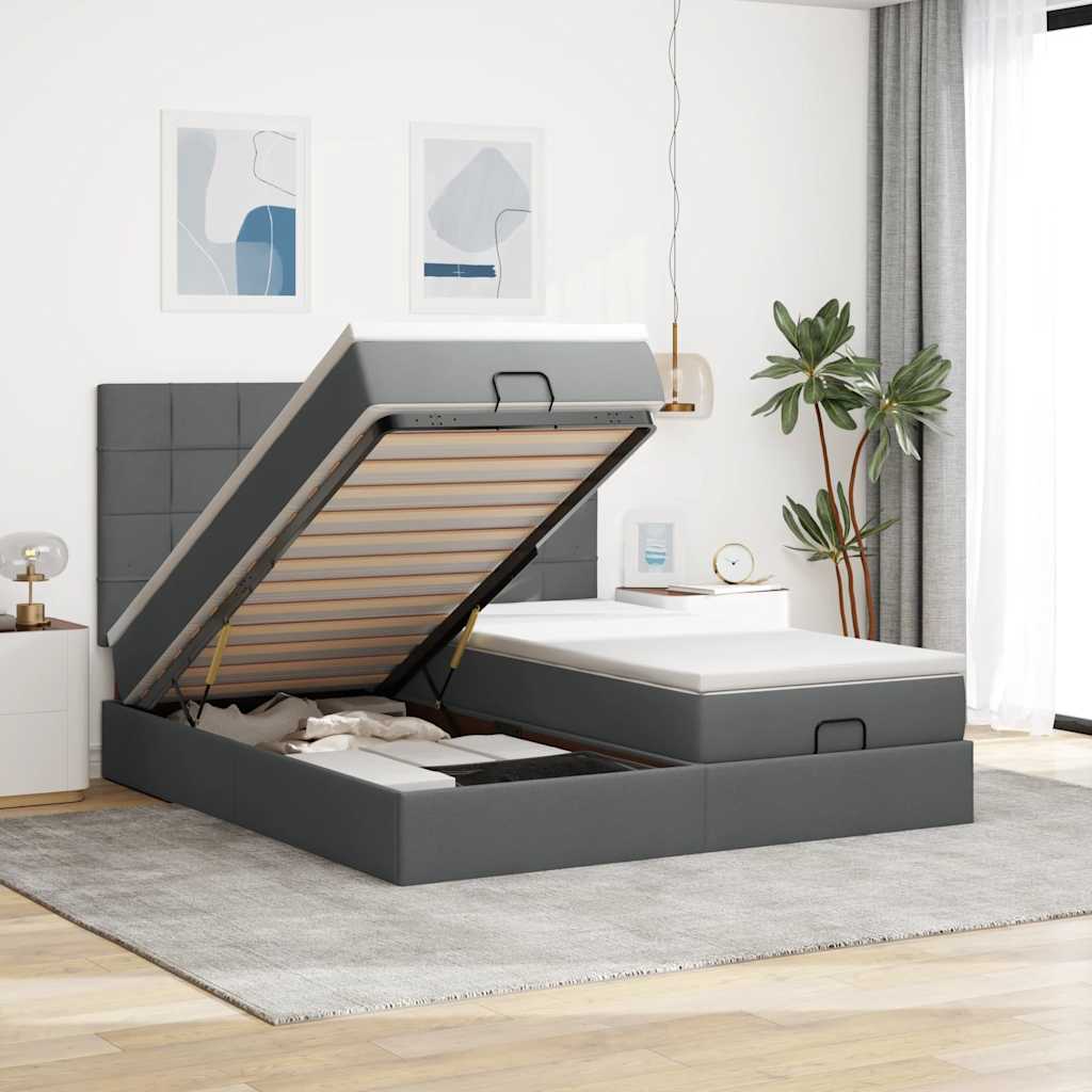 Struttura Letto Pouf con Materassi 180x200 cm in Tessuto
