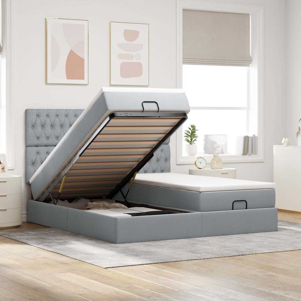 Struttura Letto Pouf con Materassi 160x200 cm in Tessuto