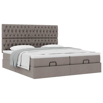 Struttura Letto Pouf con Materassi Tortora 160x200cm in Tessuto