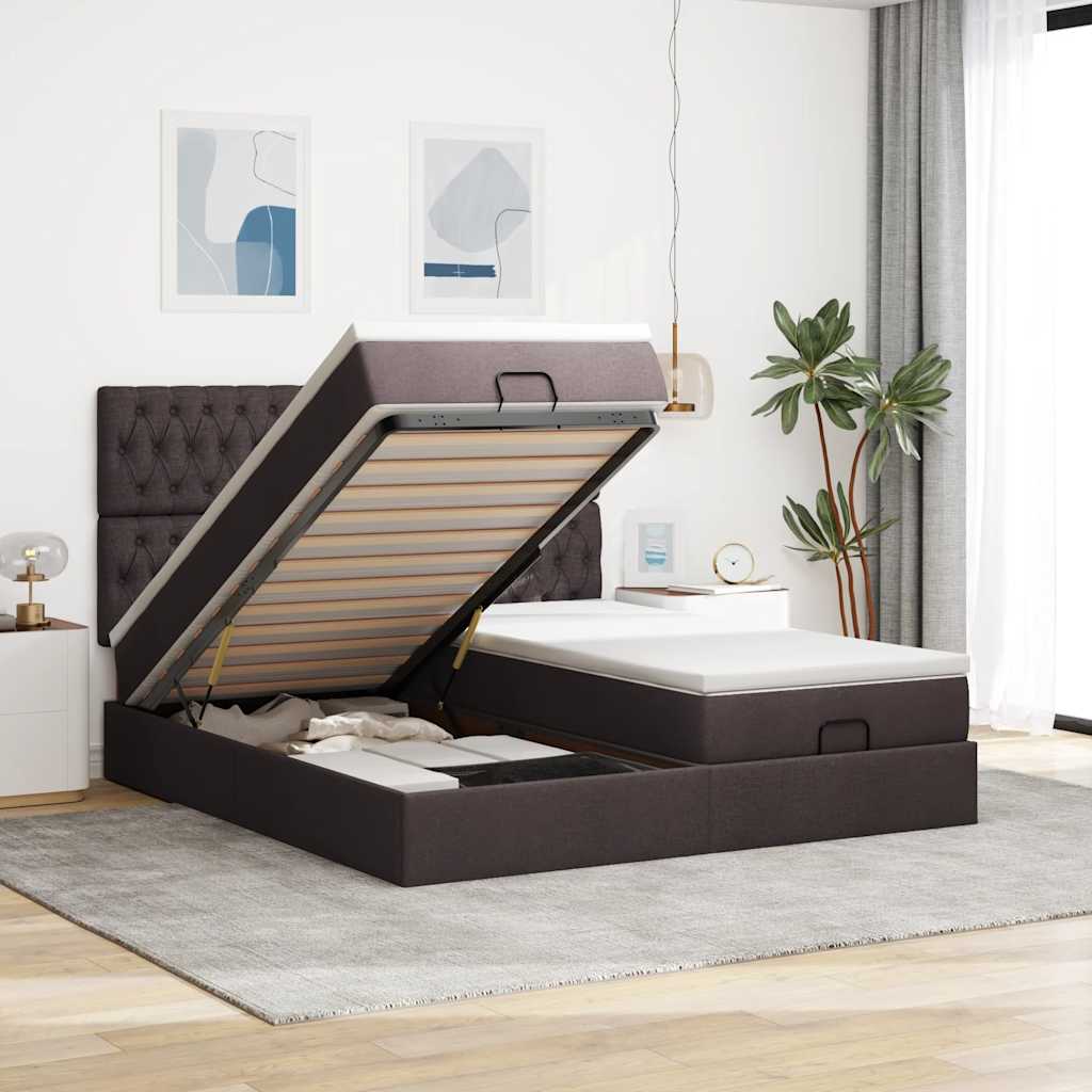 Struttura Letto Pouf con Materassi 180x200 cm in Tessuto