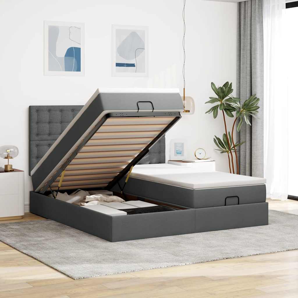 Struttura Letto Pouf con Materassi 160x200 cm in Tessuto