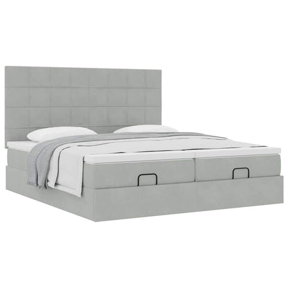 Struttura Letto Pouf con Materassi 160x200 cm in Velluto