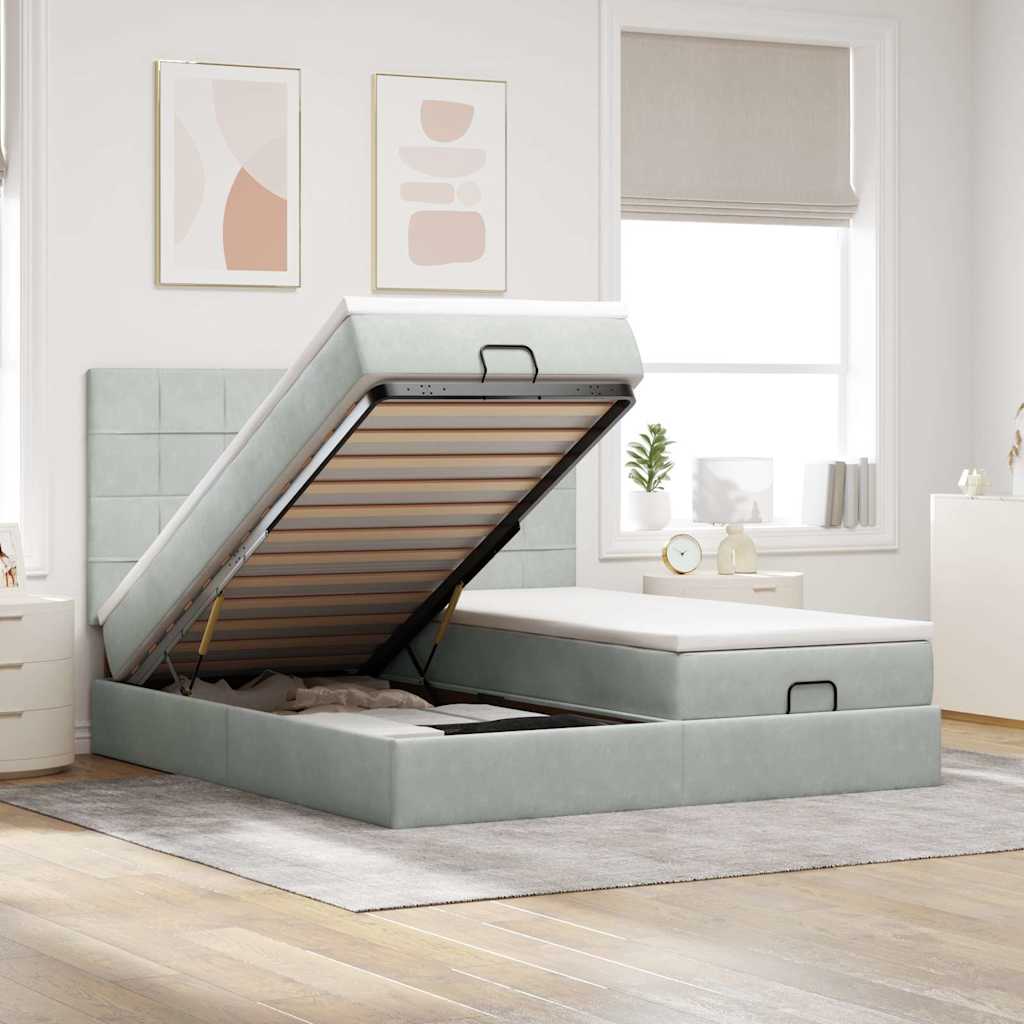 Struttura Letto Pouf con Materassi 160x200 cm in Velluto