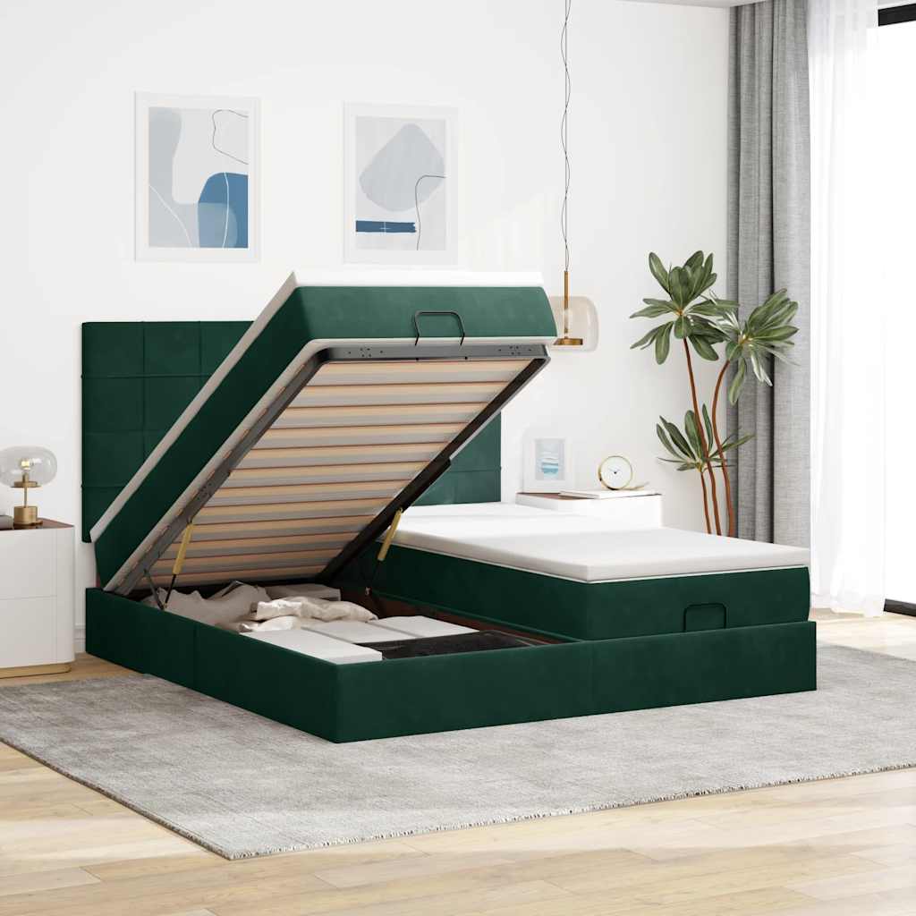 Struttura Letto Pouf con Materassi 160x200 cm Velluto