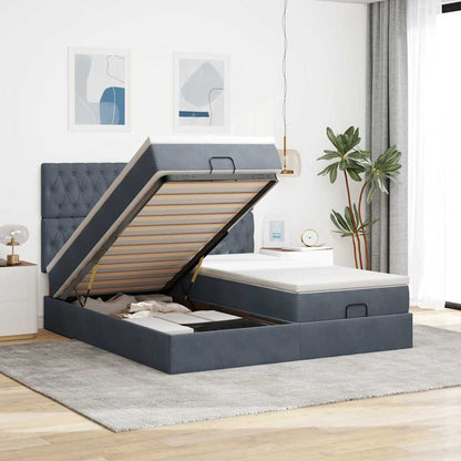 Struttura Letto Pouf con Materassi 160x200 cm in Velluto