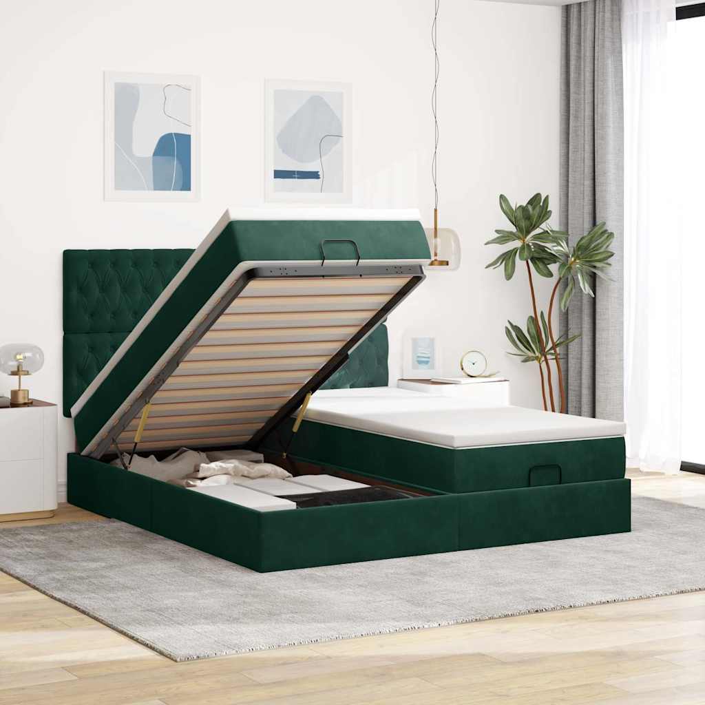 Struttura Letto Pouf con Materassi 160x200 cm Velluto