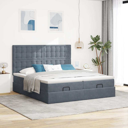 Struttura Letto Pouf con Materassi 160x200 cm in Velluto