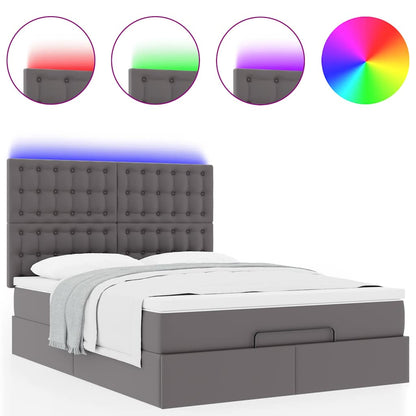 Struttura Letto Pouf con Materasso Grigio 140x190 cm Similpelle