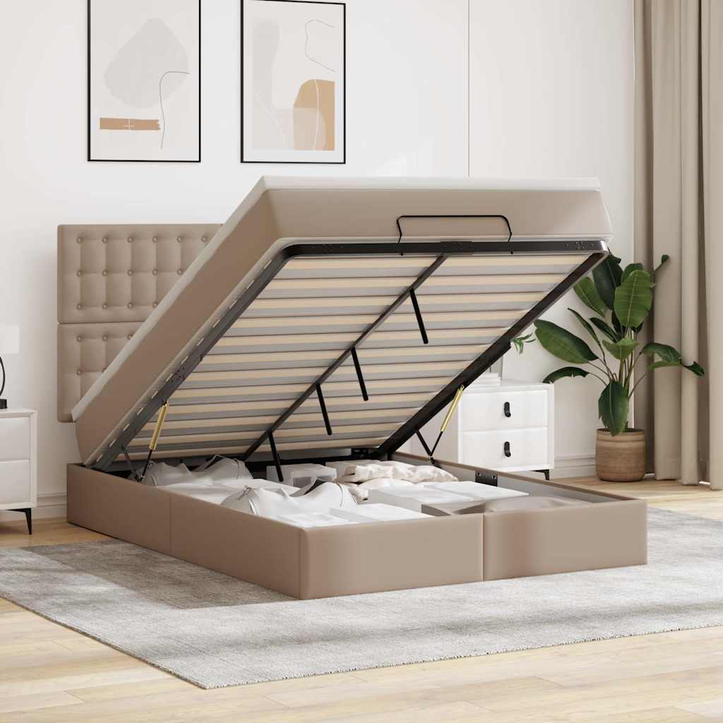 Struttura Letto Pouf con Materasso 140x190 cm Similpelle