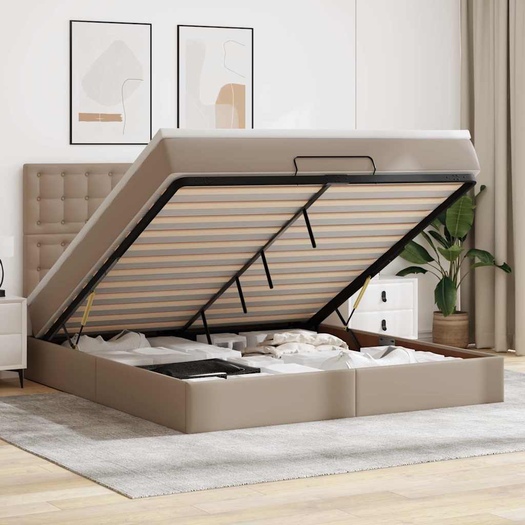 Struttura Letto Pouf con Materasso 160x200 cm Similpelle