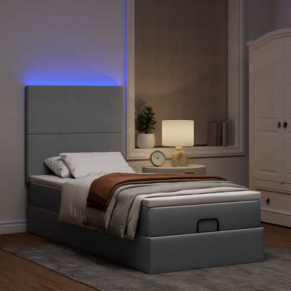 Pouf Letto con Materasso e LED Grigio Chiaro 80x200cm Tessuto