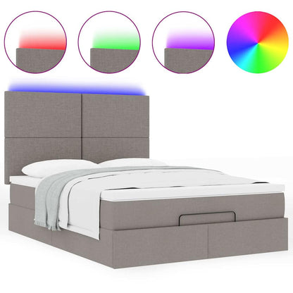 Struttura Letto Pouf con Materasso Tortora 140x190 cm Tessuto